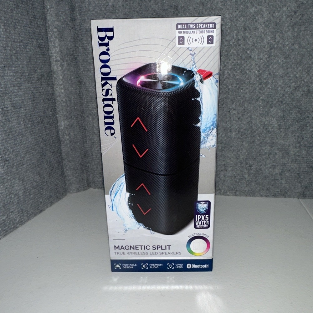 Brookstone Magnetic Split True Wireless Speakers  IPX5 Waterproof Bluetooth
